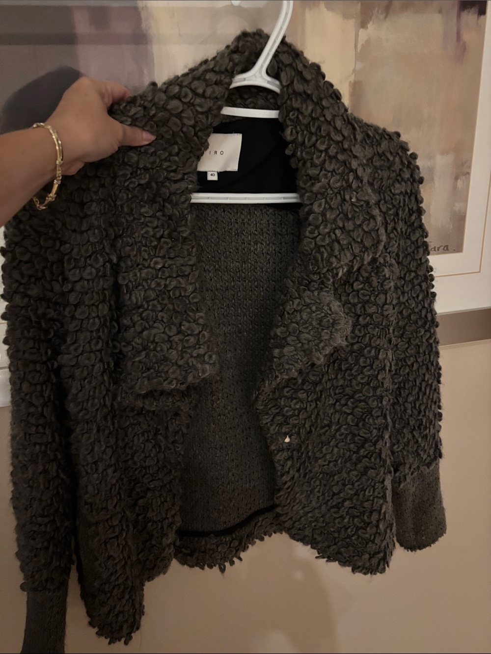 IRO Women's Textured Teddy Open-Front Jacket - Charcoal